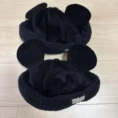 ミッキーマウス耳付き帽子 58センチ コーデュロイ黒