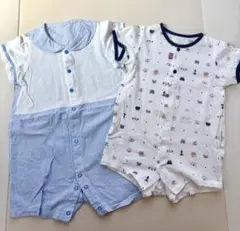 赤ちゃんの城 ベビー ロンパース 半袖 2枚セット ストライプ マリン柄 80