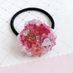 六角形 レジン ヘアゴム ドライフラワー ピンク - メルカリ