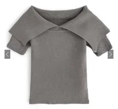 GRL ビックカラーニットトップス 半袖 グレーdr616a