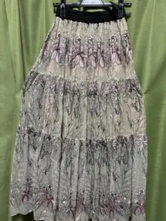 ダブルスタンダード　花柄刺繍 ティアード フレアスカートのサムネイル