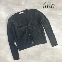 美品❣️fifth フィフス リブニットカーディガン 黒 ブラック　前開き 長袖のサムネイル