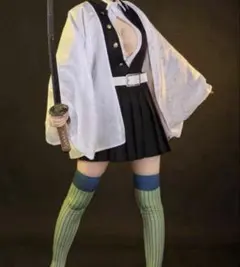 三分妄想　鬼滅の刃　甘露寺蜜璃 Lサイズコスプレ衣装（草履付き）