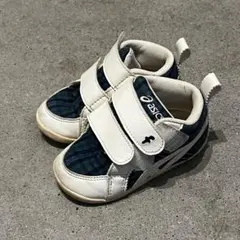 アシックス ファミリア ベビーシューズ ベルクロ ホワイト/ダークブルー