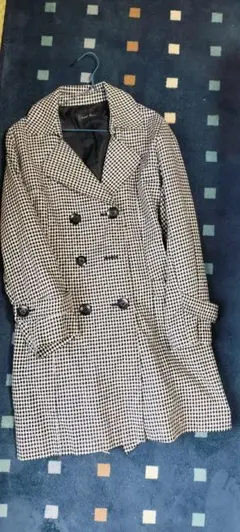 おしゃれチェック柄トレンチ.スプリングコート 春大きめ4L ブラック×ホワイト