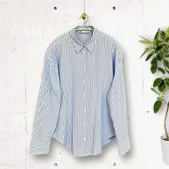 レディース トップス ストライプ ZARA ザラ 長袖シャツ ブラウス ブルー