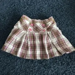 ミキハウス リーナちゃん　キッズ ピンク チェック柄 プリーツスカート