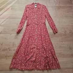 ☆LAURA ASHLEY☆スモーキーレッド小花柄ロングワンピース☆美品１１☆