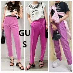 GU ストレッチテーパードパンツ ピンク S