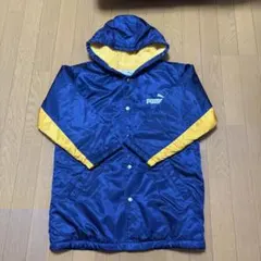 プーマ　ベンチコート　サッカー　ジャケット140 紺×黄色　総丈約70㎝　裏起毛