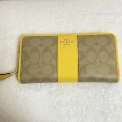 【新品未使用】COACH 長財布 シグネチャー イエロー ストライプ