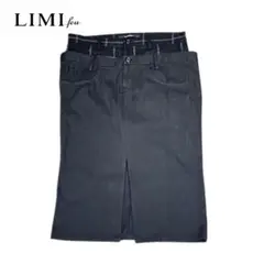 LIMI feu ダブルウェスト ウールデニムタイトスカート チェックmi128