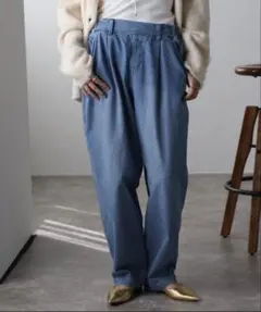 Bonjour Sagan ウエストゴムリラックステーパードデニム