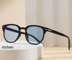 ボストンサングラス ブルー　サングラス ウェリントン伊達メガネ 眼鏡