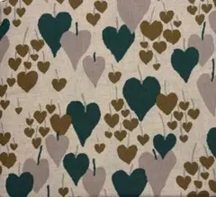 ハート柄　KOKKA　グリーン系　シーチング　生地　布　カットクロス　50cm