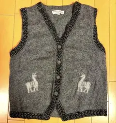 アルパカ100% グレー ニットベスト　日本製