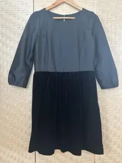 NATURAL BEAUTY BASIC 異素材ドッキングワンピース　L