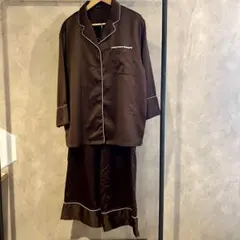 【Francfranc】ヒアルロン酸加工 サテンパジャマ/ブラウン/上下セットのサムネイル