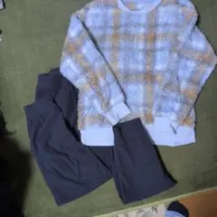 フリースチェック柄ルームウェアセット Sサイズ