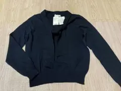 タグ付　新品　ネイビー リボン付き 長袖ニット M