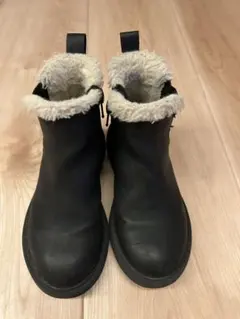 キッズ　ブラック　レザーブーツ ファー裏地　サイズ9 15.5cm