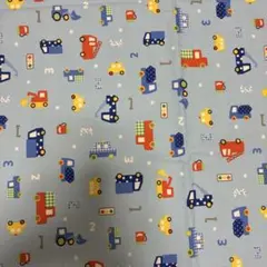 乗り物柄（車・信号・数字）水色 ハギレ2枚セット