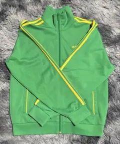 adidas ジップアップトラックジャケット グリーン イエロー ストライプ
