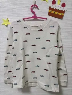 プティマイン ワッフルロンＴ110 くるま柄