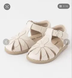 【試着のみ】 スエードお花サンダル 19㎝ petit main