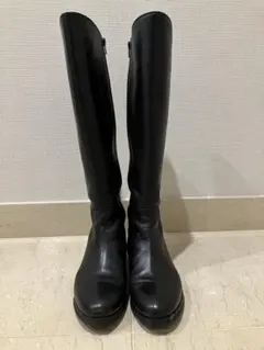 Luca Grossi 本革　ロングブーツ 23.5 黒 イタリア製　リペア推奨