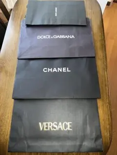 高級ブランド ブラック ショッパーバック4点セット 大