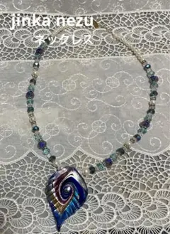 jinka nezu 淡水パール　スワロフスキー　ガラス　ネックレス ブルー