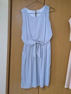 ライトブルー パーティードレス ウエストリボン