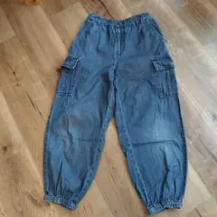 GU カーゴパンツ デニム調 100%コットン130cm