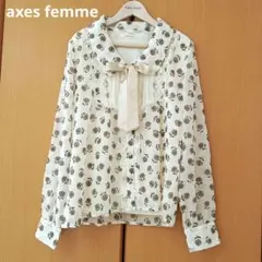 【新品】axes femme フロッキープリント 花柄 ブラウス リボン M