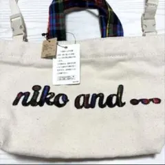 【新品未使用】niko and… ロゴ刺繍 肩掛けストラップ付きミニトートバッグ