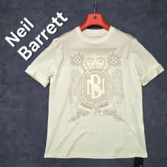 ♂新品・半袖Tシャツ【Neil Barrett】ラバープリント　白　エンブレム