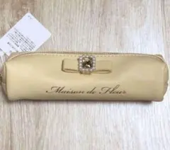 メゾンドフルール　パールビジュー 合成リボンロングポーチ イエロー