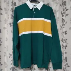 INGNI 長袖ポロシャツ 緑 白 黄色 ストライプ