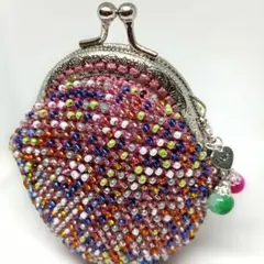 ビーズの小銭入れ　チャーム付き