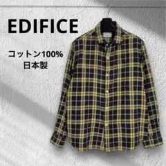 ÉDIFICE チェックネルシャツ ブラック/イエロー コットン100% 日本製