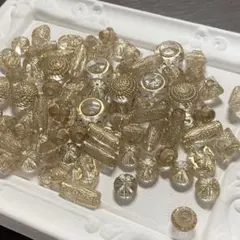 まとめ売りハンドメイド用ビーズパーツ クリア×ゴールド 84個