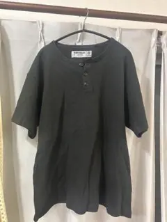 WHO'S WHO gallery ワッフルヘンリーネックTシャツ 黒のサムネイル