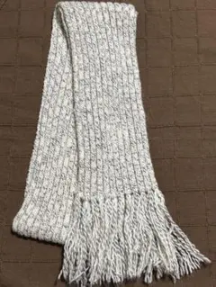 リブ編みフリンジ付きマフラー　未使用