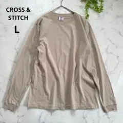 Cross & Stitch◆長袖カットソー(L)ベージュ 無地コットン100のサムネイル