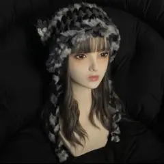 セ*員様 【ゲリラオークション】166ハンドメイド　猫耳ニット帽　紐付き　ラメ入