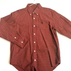 Ralph Lauren チェック柄長袖コットンシャツ　140 クリスマスカラー