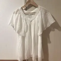 ROPE ドット柄 フリル袖ブラウス　サイズ7のサムネイル