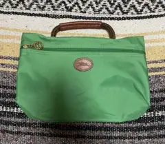 LONGCHAMP ポーチ ミニバッグ ワンハンドバッグ グリーン フランス製のサムネイル