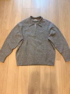 GU ハーフジップニット グレー XL